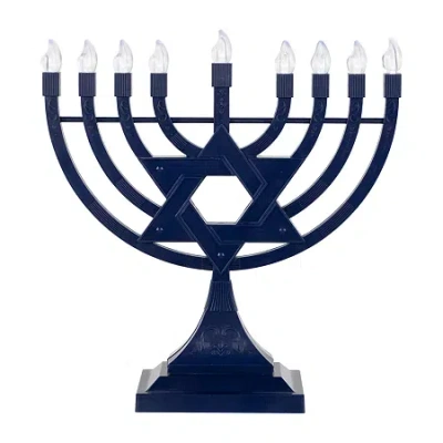 Northlight Led Star Of David Menorah Lighted Hanukkah Tabletop Decor In Blue