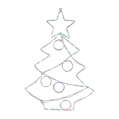 Northlight Led Tree With Ornaments Christmas Window Decor In White