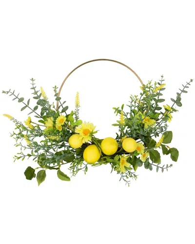 Northlight Lemon & Daisy Springtime Half Wreath In Green