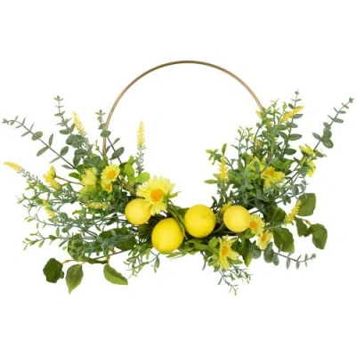 Northlight Lemon And Daisy Springtime Half Wreath In Green