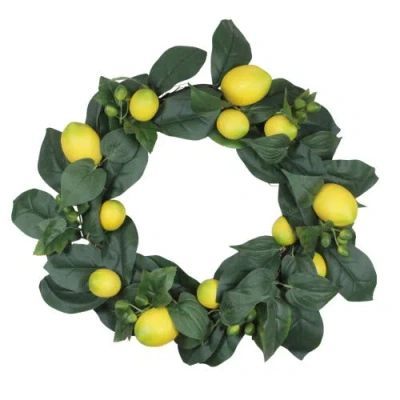 Northlight Lemon And Foliage Artificial Wreath, Yellow 22-inch