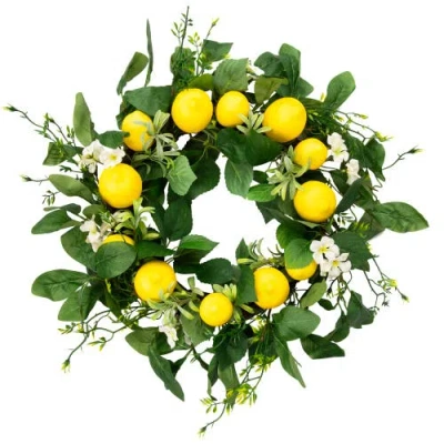 Northlight Lemons And Daisies Artificial Floral Wreath, Yellow In Multi
