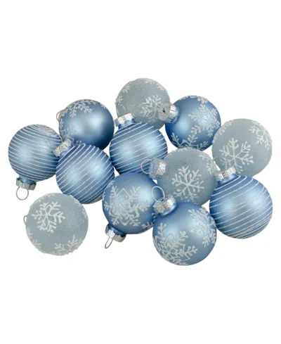 Northlight Light Blue Glitter Christmas Ball Ornaments 1.75-inch