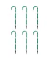 Northlight Lighted Candy Cane Outdoor Christmas Pathway Markers, Set Of 6 In Green