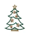 Northlight 17.75in Lighted Green And Gold Tree With Stars Silhouette Christmas Window Decor In Green