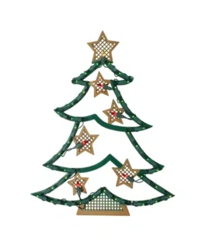 NORTHLIGHT LIGHTED CHRISTMAS TREE WITH STARS WINDOW SILHOUETTE