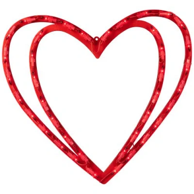 Northlight 17" Pre-lit Scarlet Double Heart Valentine's Day Window Silhouette Decoration In Red