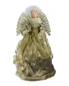Northlight Lighted Fiber Optic Angel In Metallic Gold Gown With Harp Christmas Tree Topper