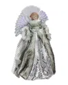 Northlight Lighted Fiber Optic Angel In Silver Gingham Coat Christmas Tree Topper