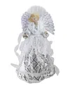 Northlight 16" Lighted Fiber Optic Angel In White And Silver Sequined Gown Christmas Tree Topper