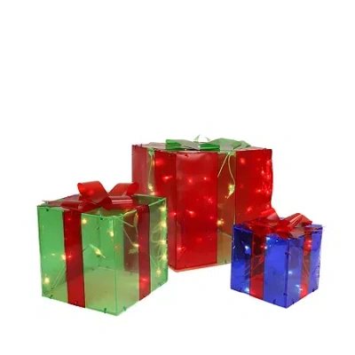 Northlight Lighted Gift Box Patio Christmas Yard Art In Red