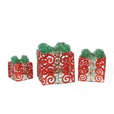 Northlight Lighted Glitter Gift Boxes Christmas Yard Art In Red