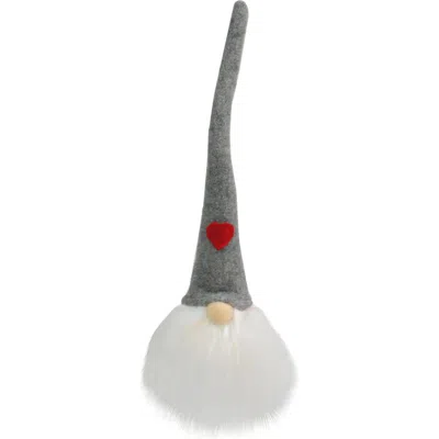 Northlight Lighted Gnome With Heart Hat Christmas Figure In Gray