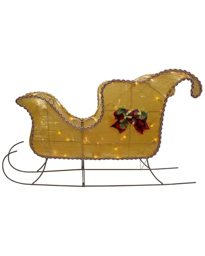 Northlight Lighted Gold Shiny Christmas Sleigh Outdoor Yard Display