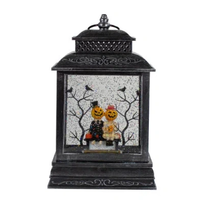 Northlight Lighted Halloween Snow Globe Lantern With Pumpkin Couple In Black