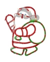 Northlight Lighted Santa Claus With Gi Sack Christmas Window Silhouette In Red