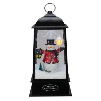 Northlight Lighted Snowman Christmas Lantern With Falling Snow In Black