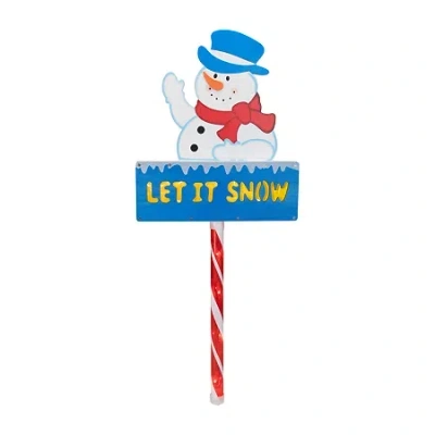 Northlight Lighted Snowman Lawn Stake Christmas Yard Art In Blue