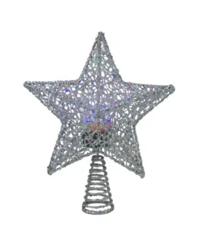 Northlight Lighted Star With Rotating Projector Christmas Tree Topper In Silver