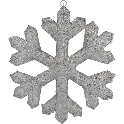 Northlight Lighted Tinsel Snowflake Christmas Window Decoration In Silver