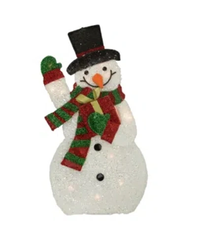 Northlight Lighted Waving Snowman Outdoor Christmas Decor In White