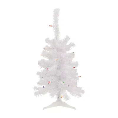 Northlight Lighted Woodbury White Slim Artificial Multi Lights 2 Foot Pre-lit Pine Christmas Tree