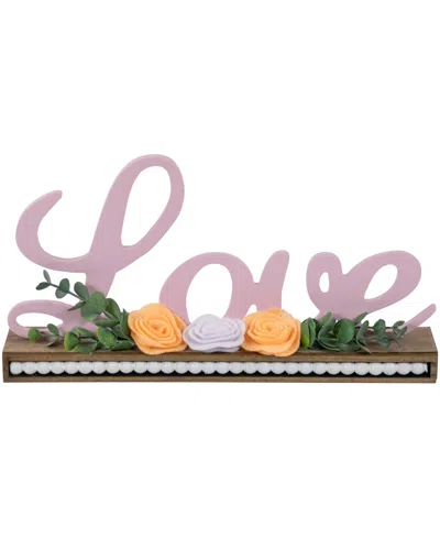 Northlight "love" With Flowers Wooden Valentine's Day Sign, 11.25" In Pink