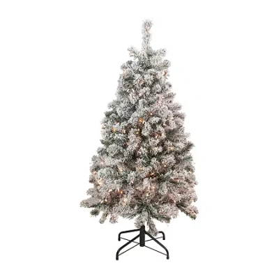 Northlight Madison Artificial Clear Lights 4 1/2 Foot Flocked Pine Christmas Tree In Green