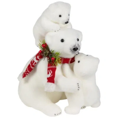 Northlight Mama Polar Bear And Cubs Christmas Figures In White