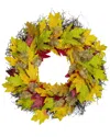 Northlight Maple Leaf Artificial Fall Harvest Wreath  22-inch In Orange