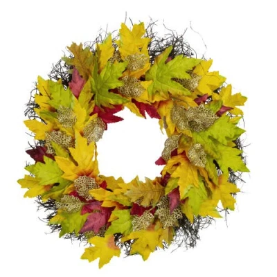 NORTHLIGHT NORTHLIGHT MAPLE LEAF ARTIFICIAL FALL HARVEST WREATH