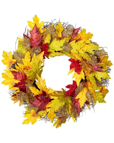 Northlight Maple Leaf Artificial Fall Harvest Wreath 22-inch In Orange