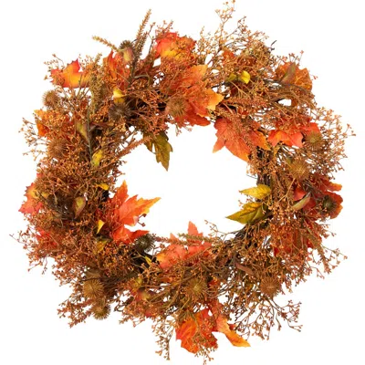 Northlight Maple Leaf With Berries Artificial Fall Harvest Wreath In Multi