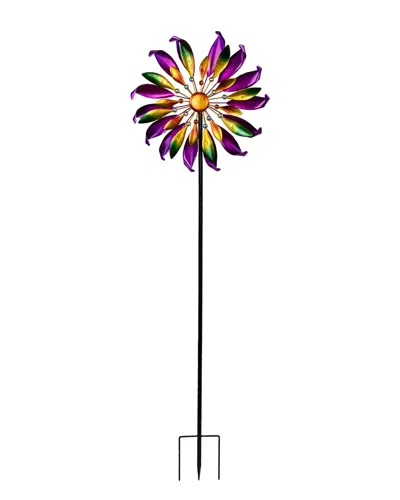 Northlight Mardi Gras Flower Outdoor Pinwheel Garden Stake In Purple