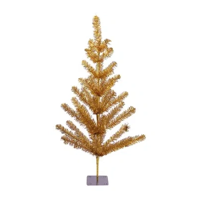Northlight Medium Gold Tinsel Twig Artificial Unlit 3 Foot Pine Christmas Tree In Brown