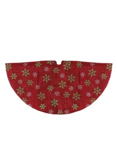 Northlight Metallic With And Snowflakes Mini Christmas Tree Skirt In Red
