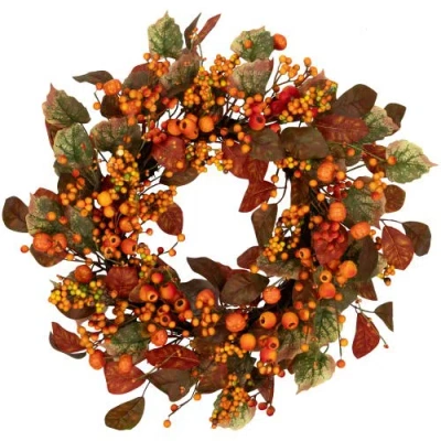 Northlight Mini Gourds And Berries Artificial Fall Harvest Wreath In Multi