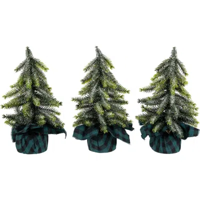 Northlight Mini Iced Downswept Pine Artificial Christmas Trees In Green