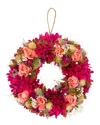 Northlight Mixed Floral & Berries Artificial Spring Wreath In Pink