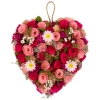 Northlight Mixed Floral And Berries Artificial Valentine's Day Heart Wreath In Red