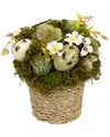 Northlight Mixed Floral & Easter Egg Artificial Arrangement In Green