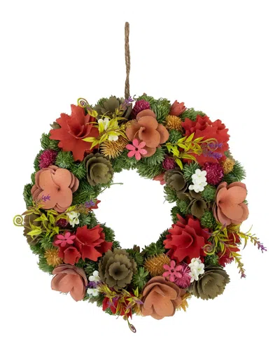 Northlight Mixed Floral Artificial Spring Wreath In Multicolor