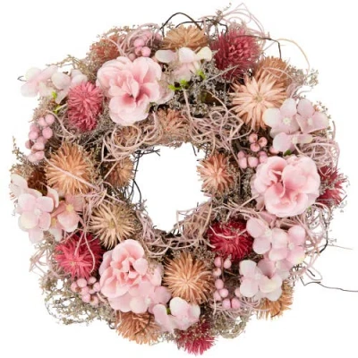 Northlight Mixed Floral Artificial Spring Wreath In Pink