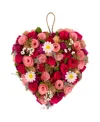 Northlight Mixed Floral With Daisies And Berries Artificial Valentine's Day Heart Wreath, 10.25" In Red