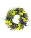 Northlight Mixed Foliage & Thistle Spring Wreath In Green