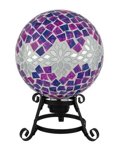 Northlight Mosaic Floral Outdoor Garden Gazing Ball In Purple