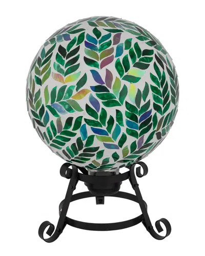 Northlight Mosaic Iridescent Leaves Outdoor Garden Gazing Ball In White