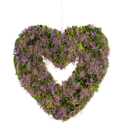 Northlight Moss And Twig Valentine's Day Heart Artificial Wreath In Purple
