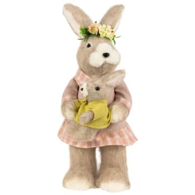 Northlight Mother Rabbit With Baby Bunny Easter Figure In Brown