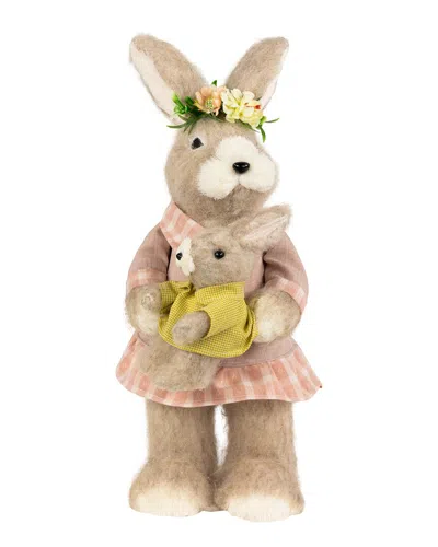 Northlight Mother Rabbit With Baby Bunny Figure In Brown